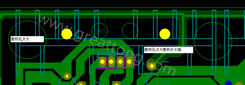 PCB設(shè)計(jì)中，散熱孔散熱片設(shè)計(jì)不當(dāng)，造成很多電源板斷裂