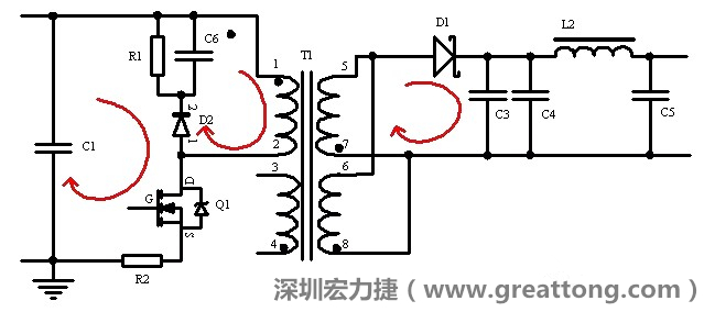 元件布局的時候，要優(yōu)先考慮高頻脈沖電流和大電流的環(huán)路面積，盡可能地減小,以抑制開關(guān)電源的輻射干擾