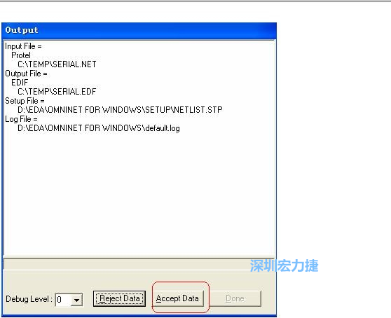 系統(tǒng)彈出一個輸出窗口，點擊 Accept Data。完成后點擊“確定”，再點擊“Done”關(guān)閉輸出窗口。退出 Omninet for Windows。