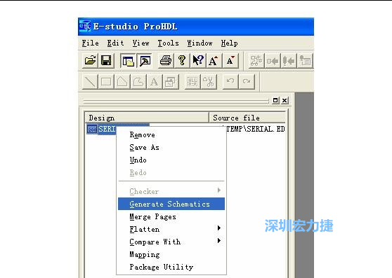4．右鍵點擊 Serial.EDF 文件，選擇 Generate Schamatics：