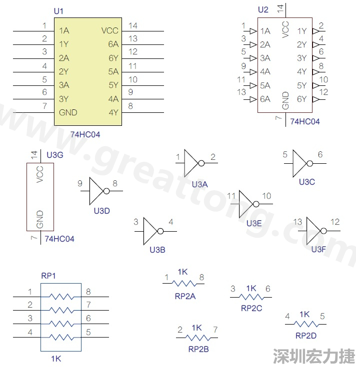 圖1 半導(dǎo)體元件供應(yīng)商所畫的電路圖符號是模擬元件的接腳圖，而非訊號流程。