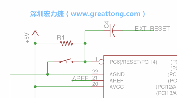 很多PCB設(shè)計者的設(shè)計不符合人體工學，他們使用很小的按鈕、不方便的元件配置和難以解讀的標簽，千萬不要變成這樣！這次我們的設(shè)計有一個大小合適的重置按鈕（reset button）和可以清楚辨認是否已經(jīng)接上電源的LED指示燈。