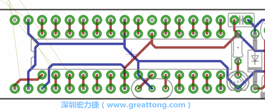如果可以的話盡量讓接地線保持在電路板的背面，這樣它們就可以在可能范圍內(nèi)和最大的接地面連結(jié)在一起。