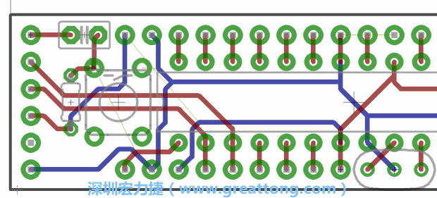 4.2. 然后在電路板的背面進(jìn)行布線。