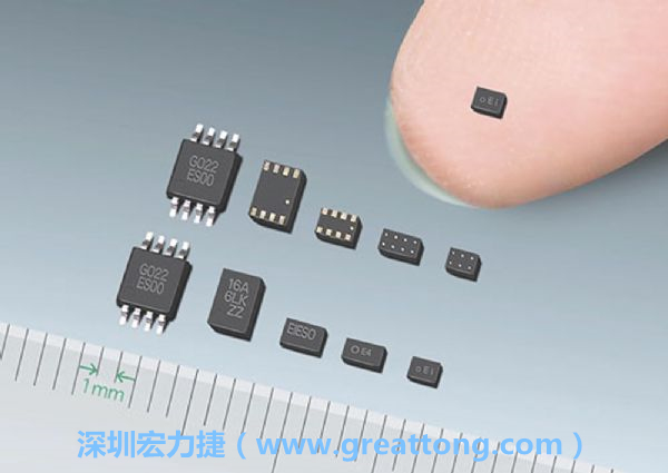 常規(guī)IC與WLP制作的封裝設計元件，尺寸有極大的差異，WLP僅需晶粒尺寸就有相同的電氣特性。
