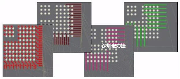扇出及逃逸時布線是根據(jù)適用的設(shè)計(jì)規(guī)則來進(jìn)行的。